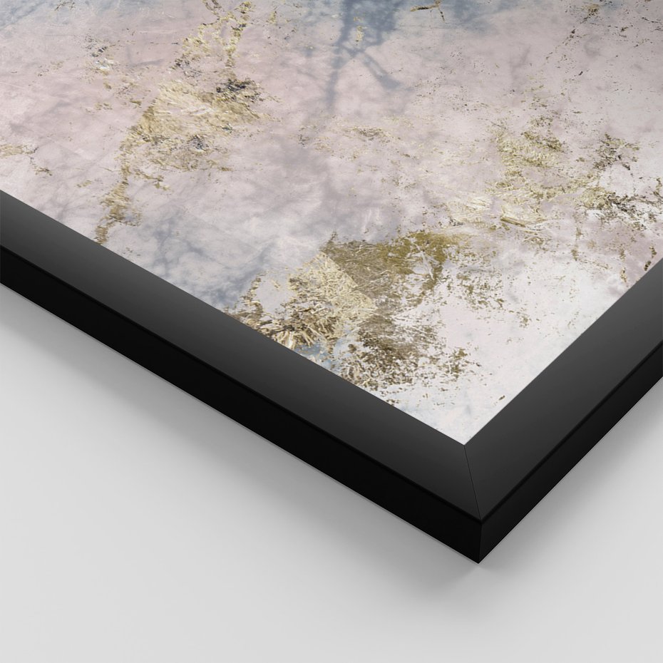 Zestaw obrazy w ramie, plakaty - marmur, złoto, abstrakcja - rama czarna