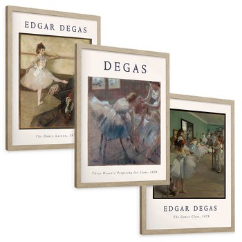 Zestaw obrazy w ramie, plakaty - balet, tancerki, Degas - rama drewno