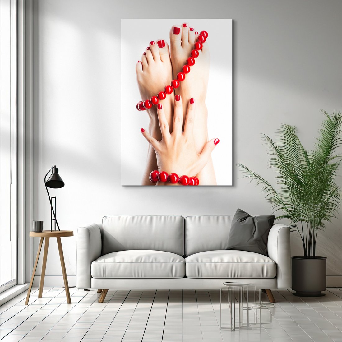 Obraz na płótnie - manicure, pedicure, czerwony