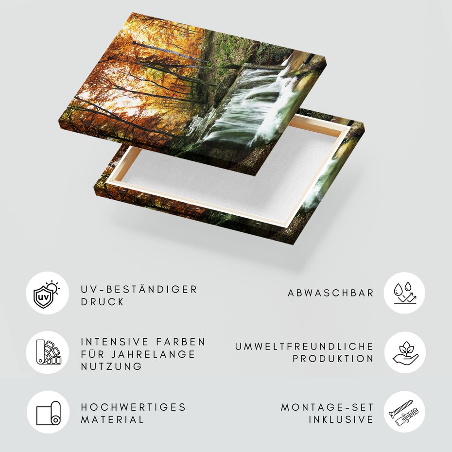 Obraz na płótnie - wodospad, jesień, las