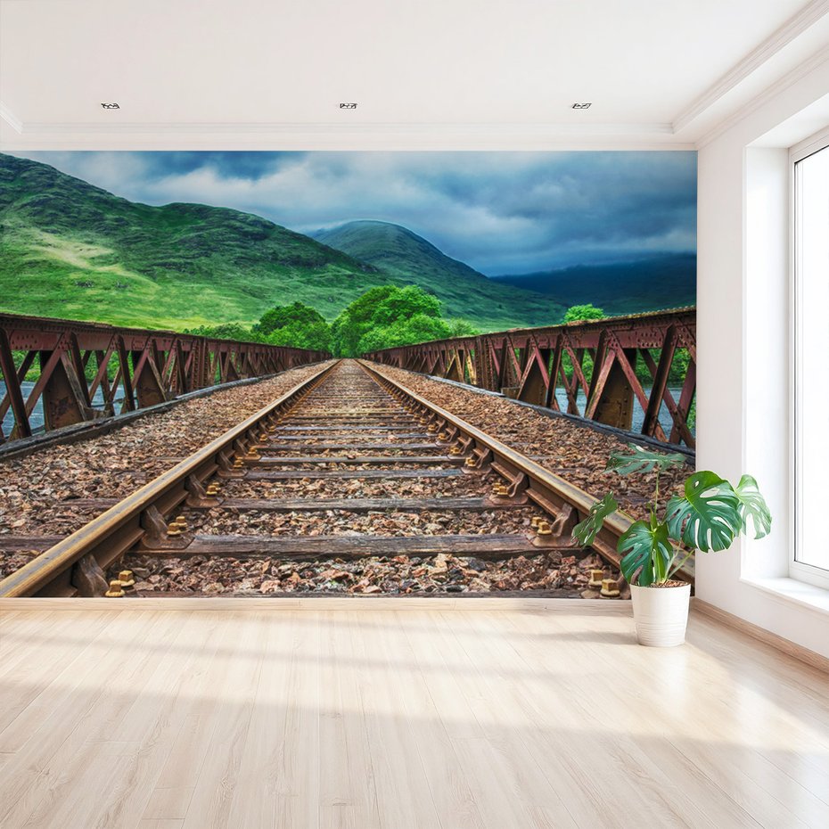 Fototapeta - most, kolej, góry