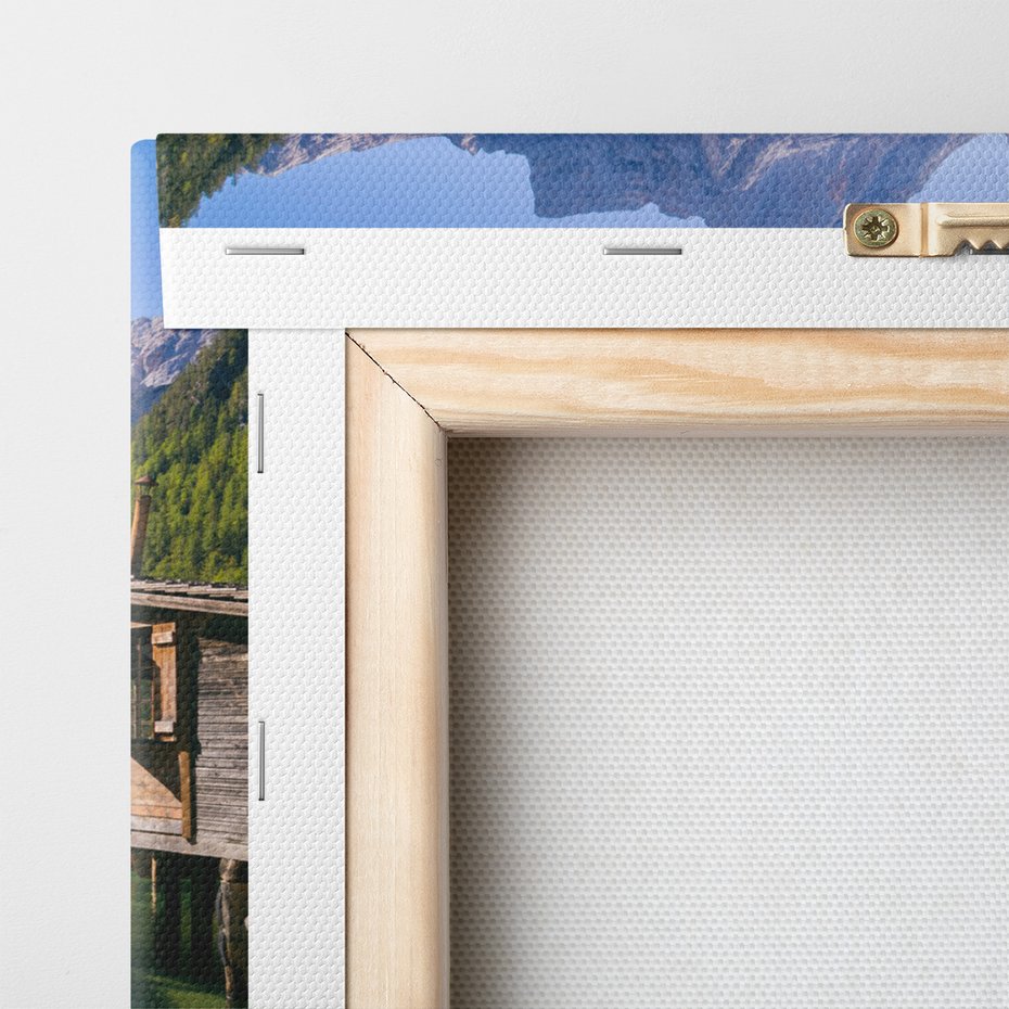 Obraz na płótnie - jezioro, góry, drewno