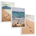 Zestaw obrazy w ramie, plakaty - plaża, morze, piasek - rama biała