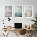 Zestaw obrazy w ramie, plakaty - morze, chmury, abstrakcja - rama biała