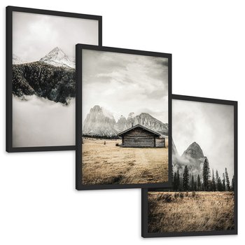 Zestaw obrazy w ramie, plakaty - góry, natura, krajobraz - rama czarna