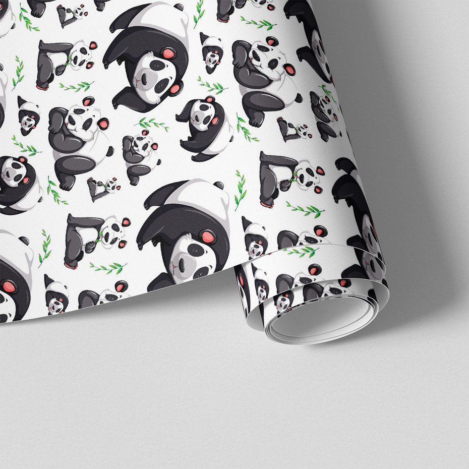 Tapeta - dziecięca, panda, liście, tło