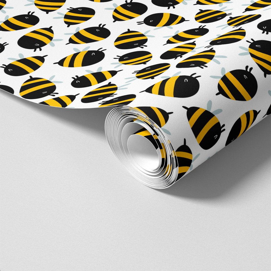 Tapeta - dziecięca, pszczoły, owady, pasy