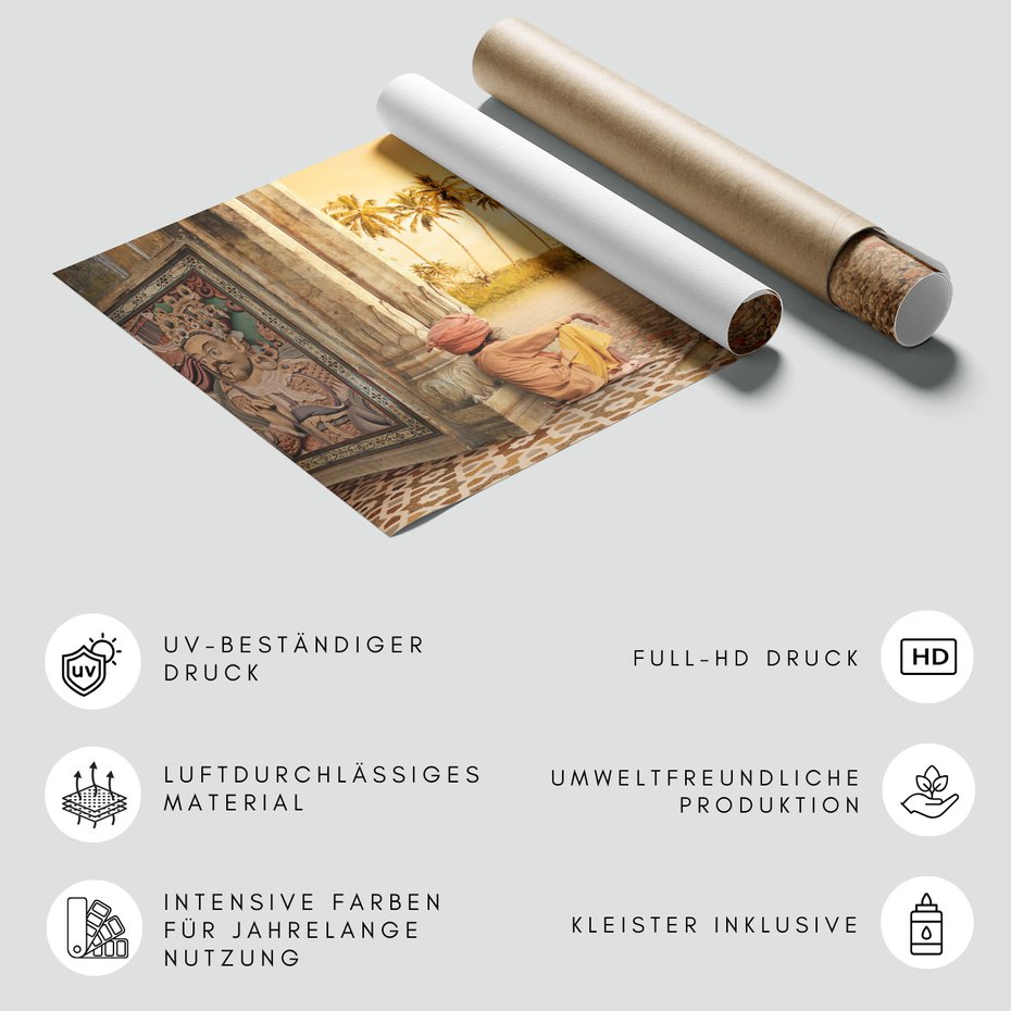 Fototapeta - człowiek, morze, palmy