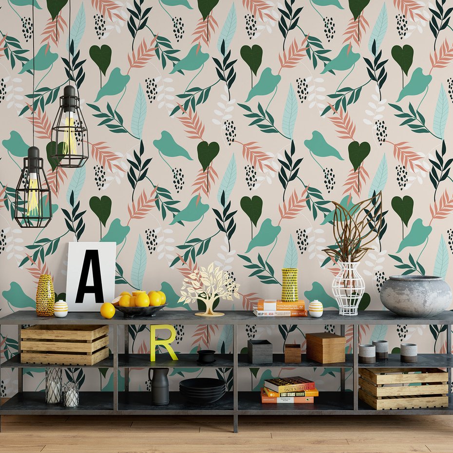 Tapeta - liście, gałązki, abstrakcja