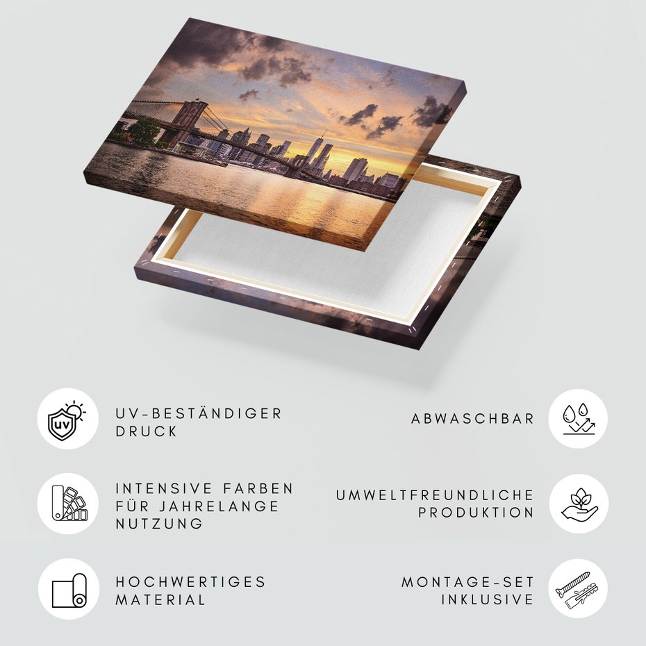 Obraz na płótnie - Brooklyn Bridge, miasto, woda