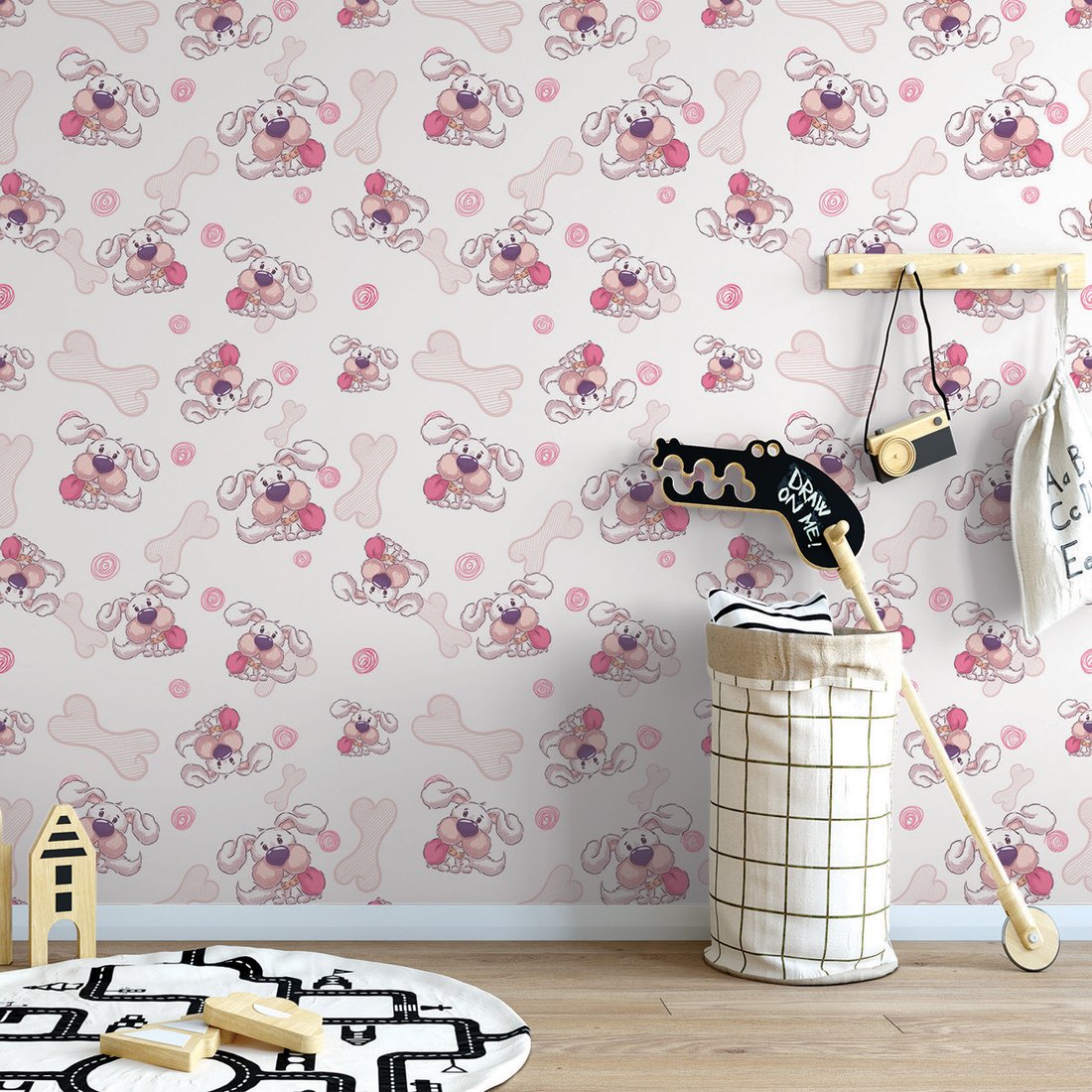 Tapeta - dziecięca, pies, kość,