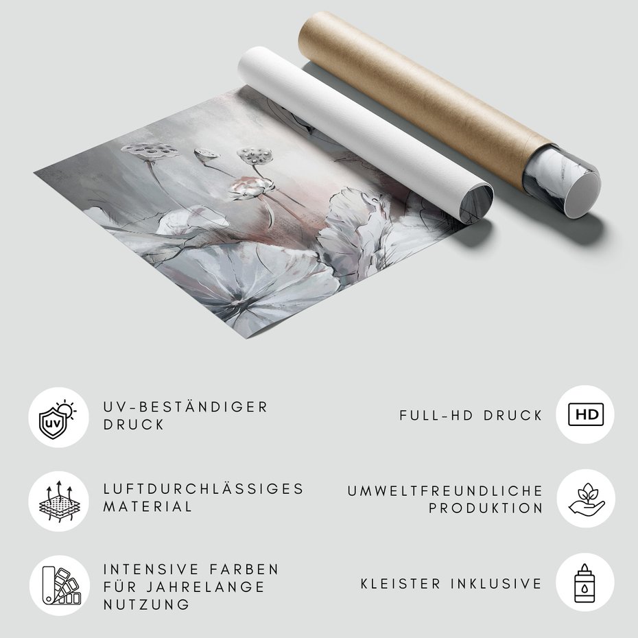 Fototapeta - beton, liście, lilie