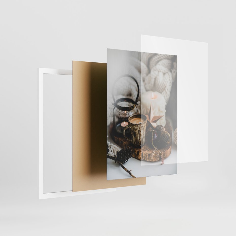 Zestaw obrazy w ramie, plakaty - kawa, świece, dekoracje - rama biała