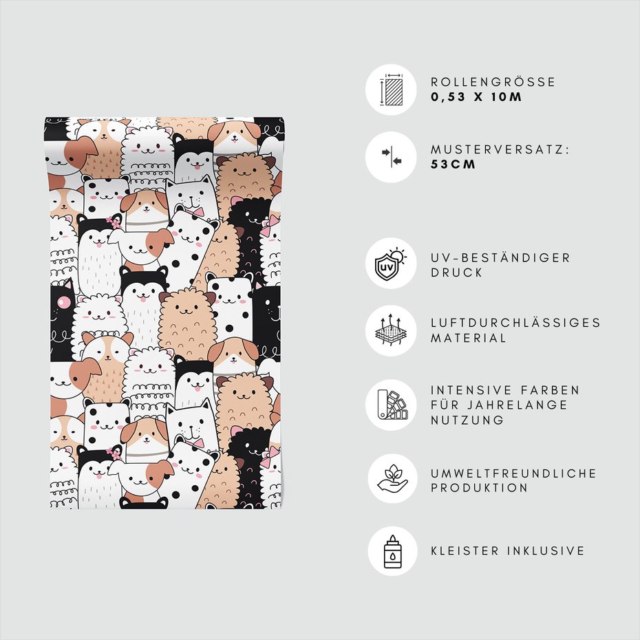 Tapeta - dziecięca, psy, koty,