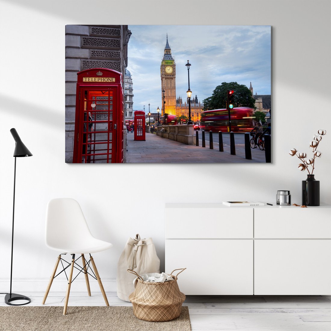 Obraz na płótnie - Londyn, Big Ben, budki telefoniczne