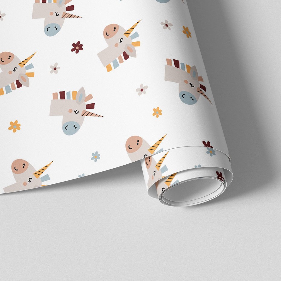 Tapeta - dziecięca, jednorożce, kwiaty,