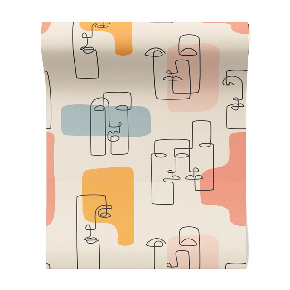 Tapeta - twarze, abstrakcja, linie