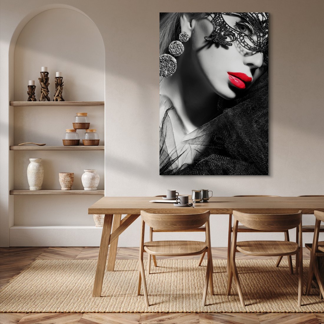 Obraz na płótnie - maska, portret, czerwień