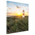 Obraz na płótnie - latarnia morska, plaża, zachód słońca