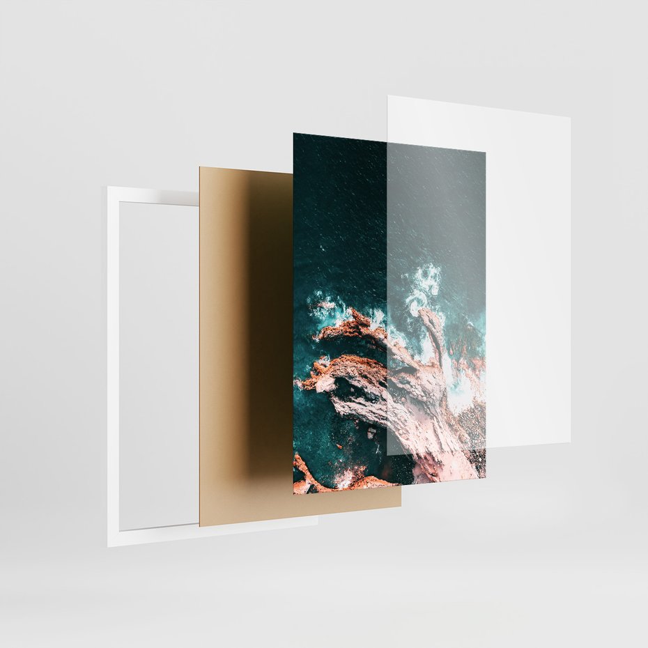 Zestaw obrazy w ramie, plakaty - morze, skały, ocean - rama biała