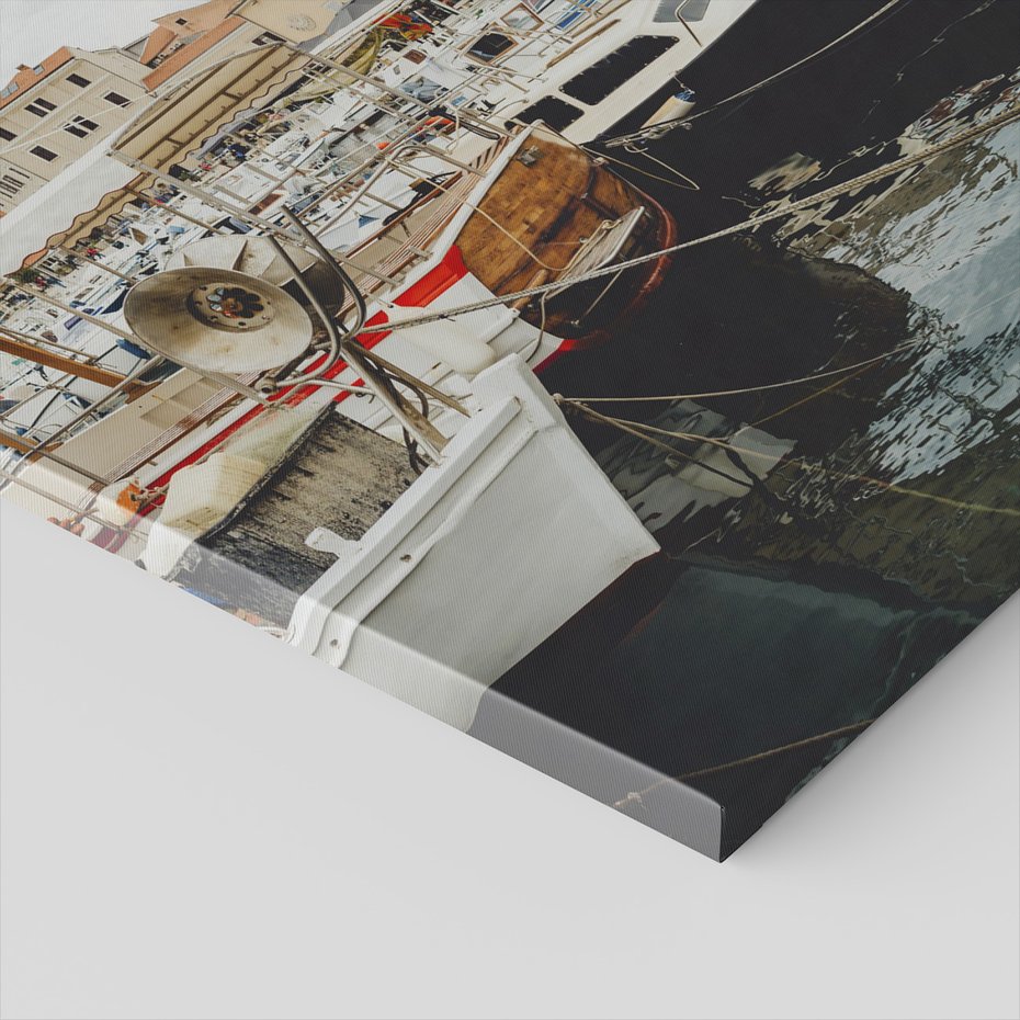 Obraz na płótnie - port, łodzie, miasto