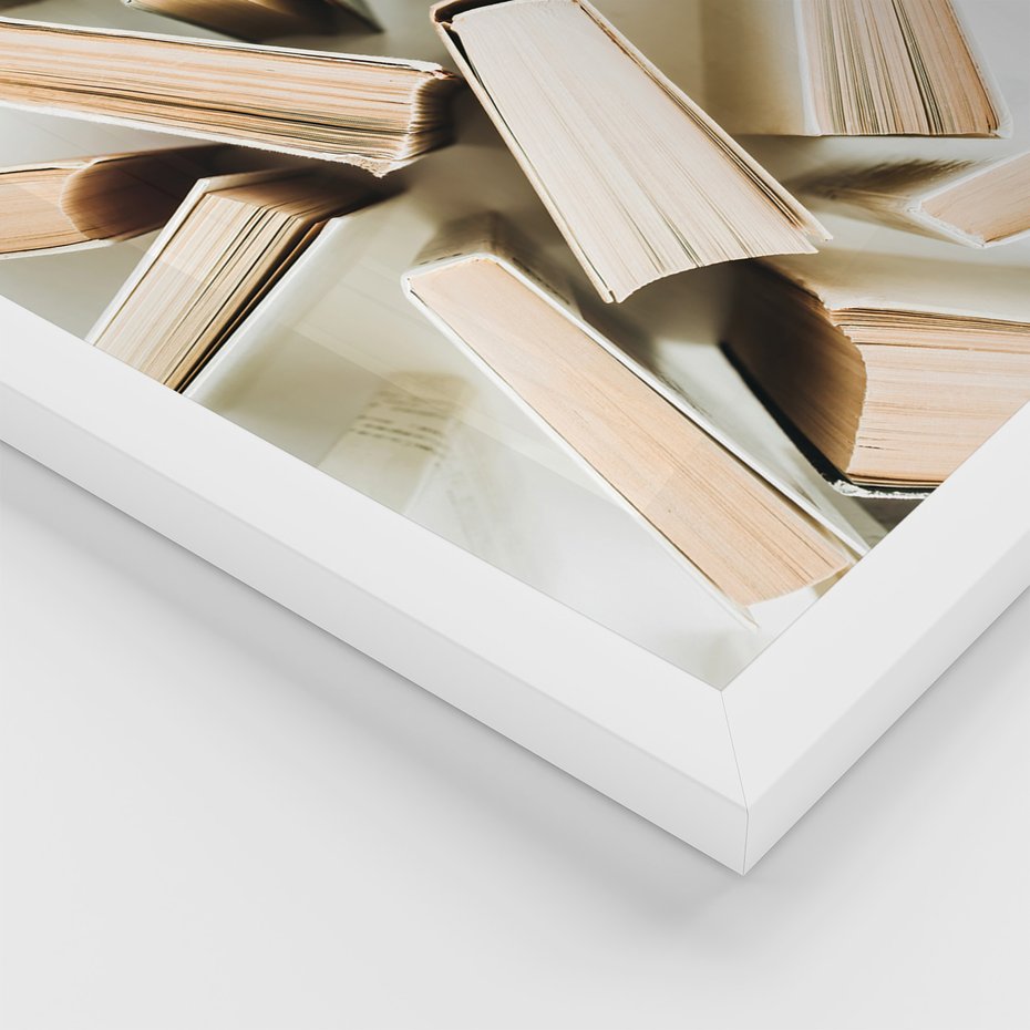 Zestaw obrazy w ramie, plakaty - książki, edukacja, tekst - rama biała