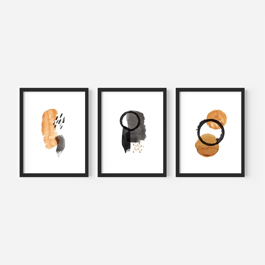 Zestaw obrazy w ramie, plakaty - abstrakcja, geometryczne, kształty - rama czarna