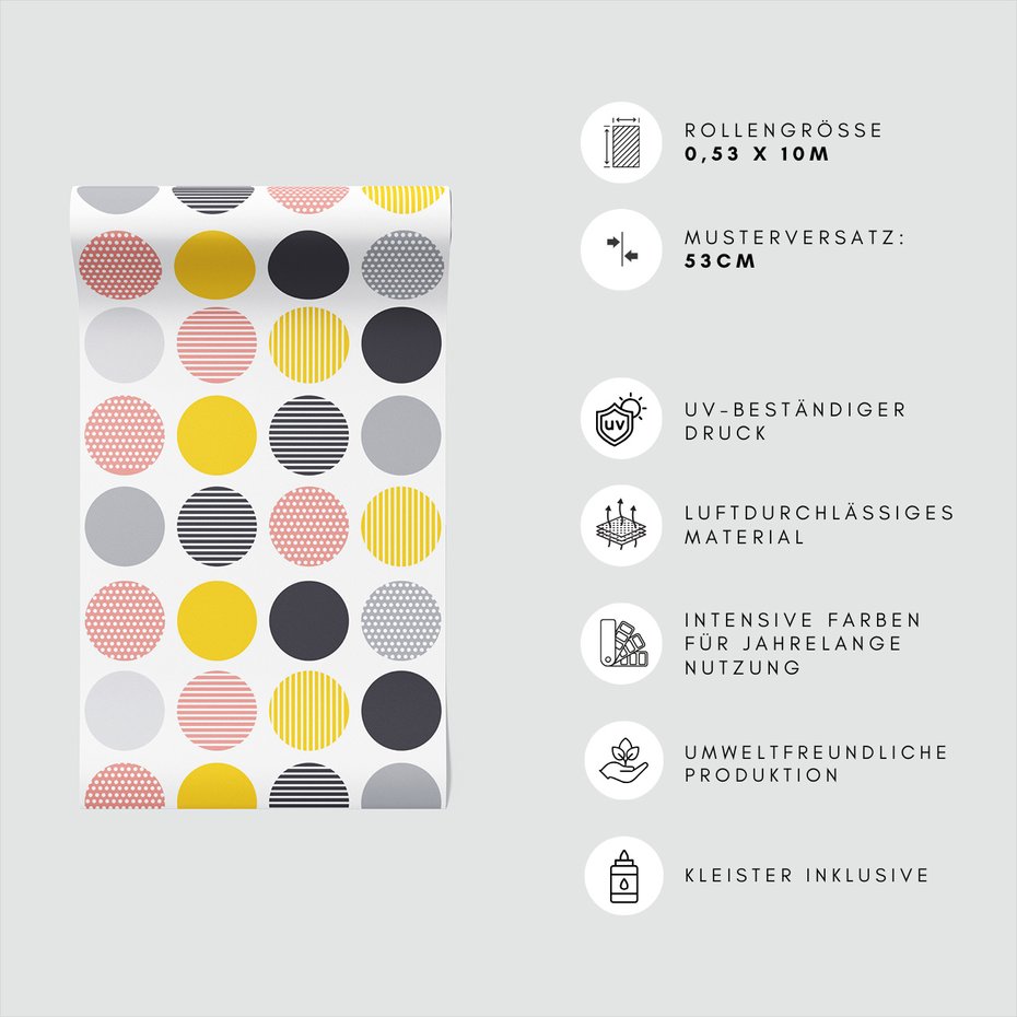 Tapeta - koła, linie, kropki