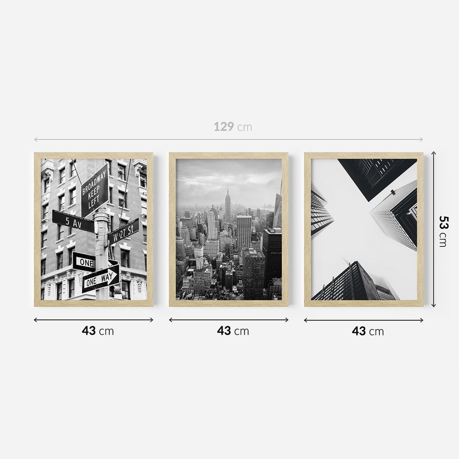 Zestaw obrazy w ramie 40x50 galeria - Nowy, Jork, miasto, nowoczesny - rama drewno