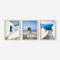 Zestaw obrazy w ramie, plakaty - Grecja, morze, Santorini - rama drewno