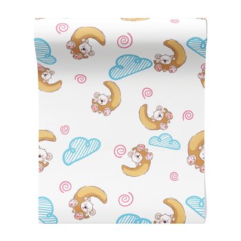 Tapeta - dziecięca, miś, księżyc, chmura