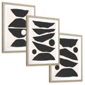 Zestaw obrazy w ramie, plakaty - abstrakcja, minimalizm, kształty - rama drewno