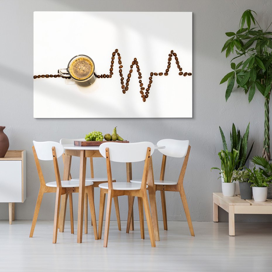 Obraz na płótnie - kawa, ziarna, napój