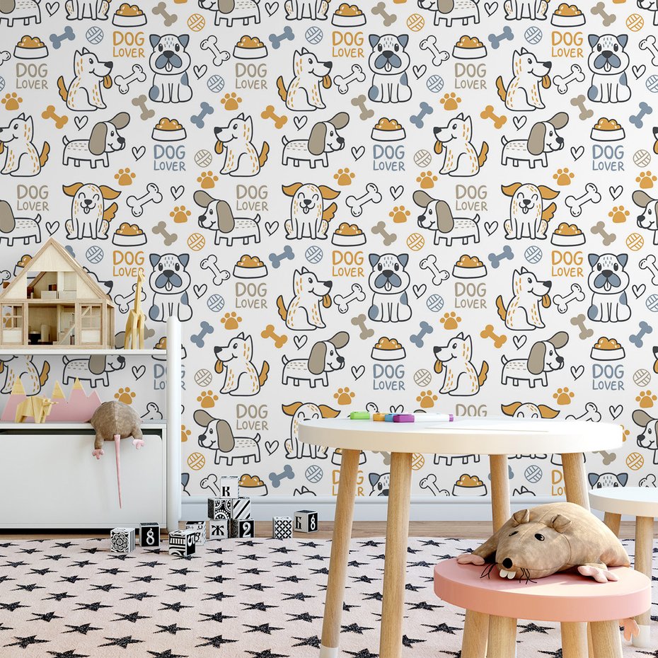 Tapeta - dziecięca, psy, kości,