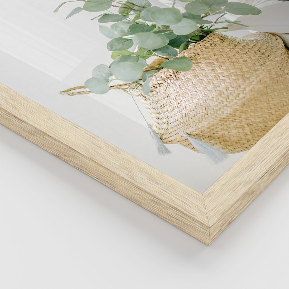 Zestaw obrazy w ramie, plakaty - kwiaty, liście, eukaliptus - rama drewno