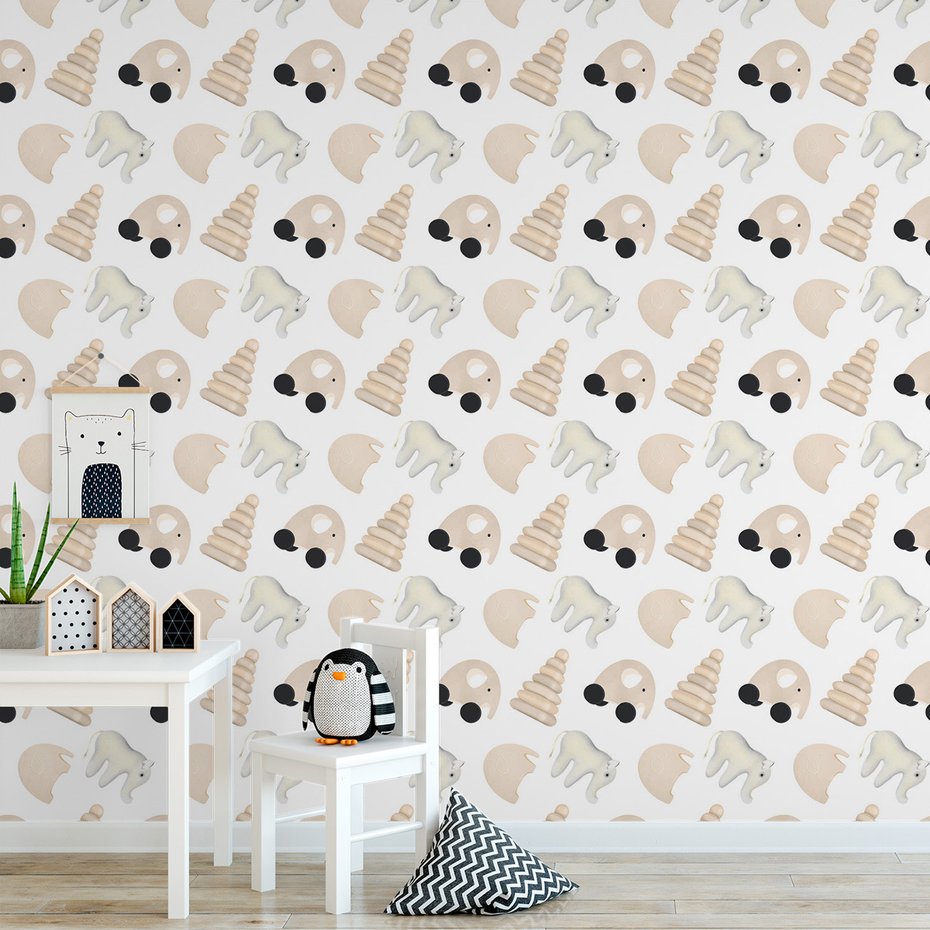 Tapeta - dziecięca, słoń, zabawka, piramida