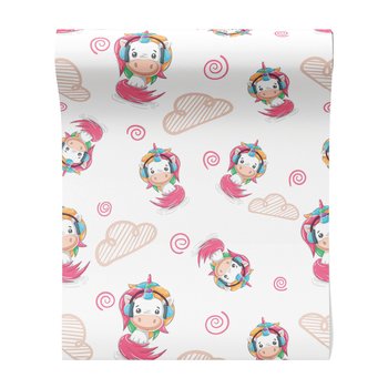 Tapeta - dziecięca, jednorożec, chmury, spirala