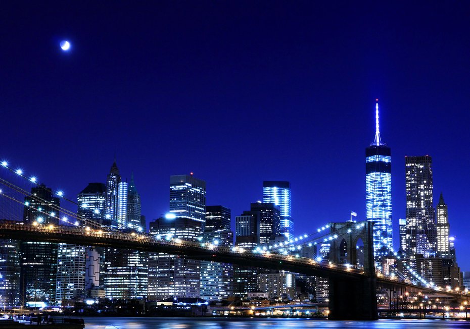 Fototapeta - miasto, most, noc