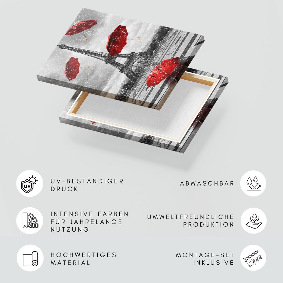 Obraz na płótnie - Paryż, Wieża Eiffla, Deszcz