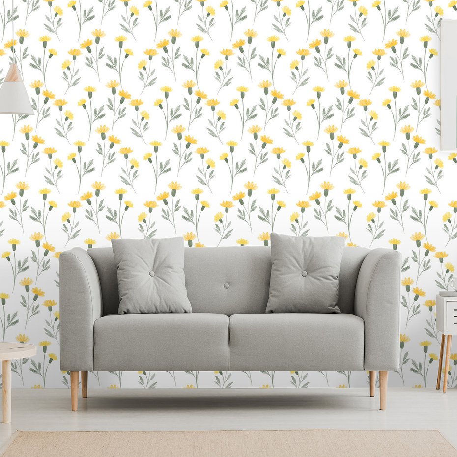 Tapeta - kwiaty, liście, łodygi