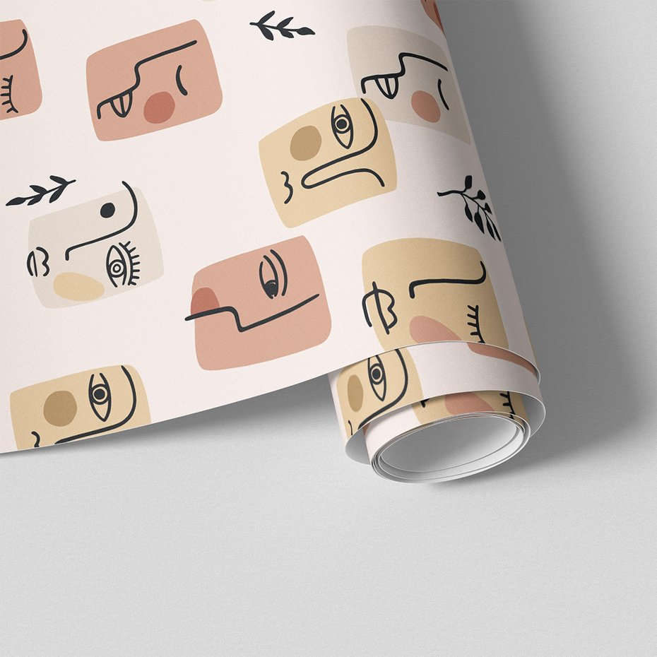 Tapeta - twarz, liście, abstrakcja