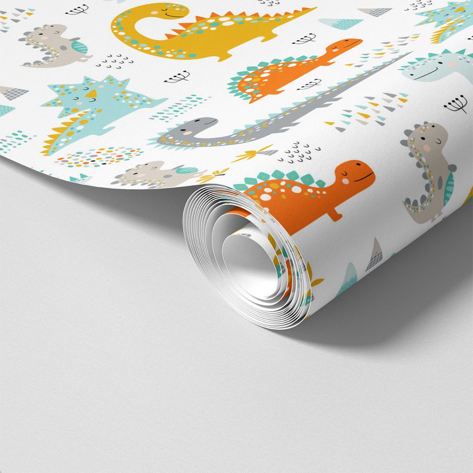 Tapeta - dziecięca, dinozaury, ilustracje, wzory