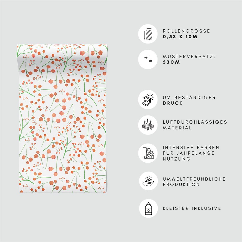 Tapeta - gałązki, owoce, tło