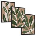 Zestaw obrazy w ramie, plakaty - liście, rośliny, abstrakcja - rama czarna