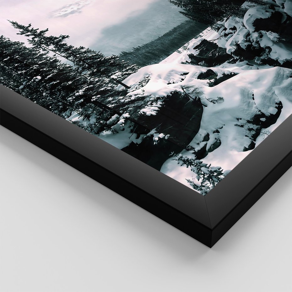 Zestaw obrazy w ramie, plakaty - góry, zima, lasy - rama czarna