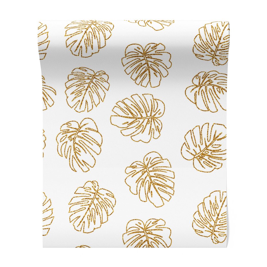 Tapeta - liście, monstera, złoto