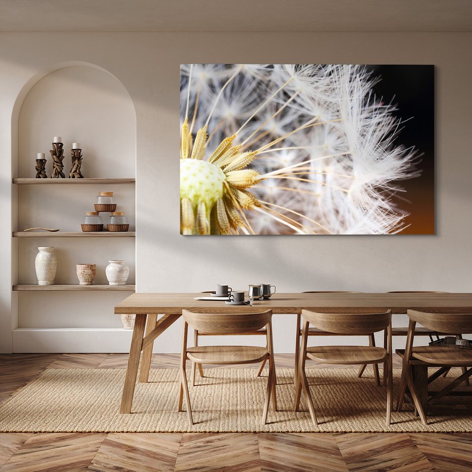 Obraz na płótnie - dmuchawiec, nasiona, makro