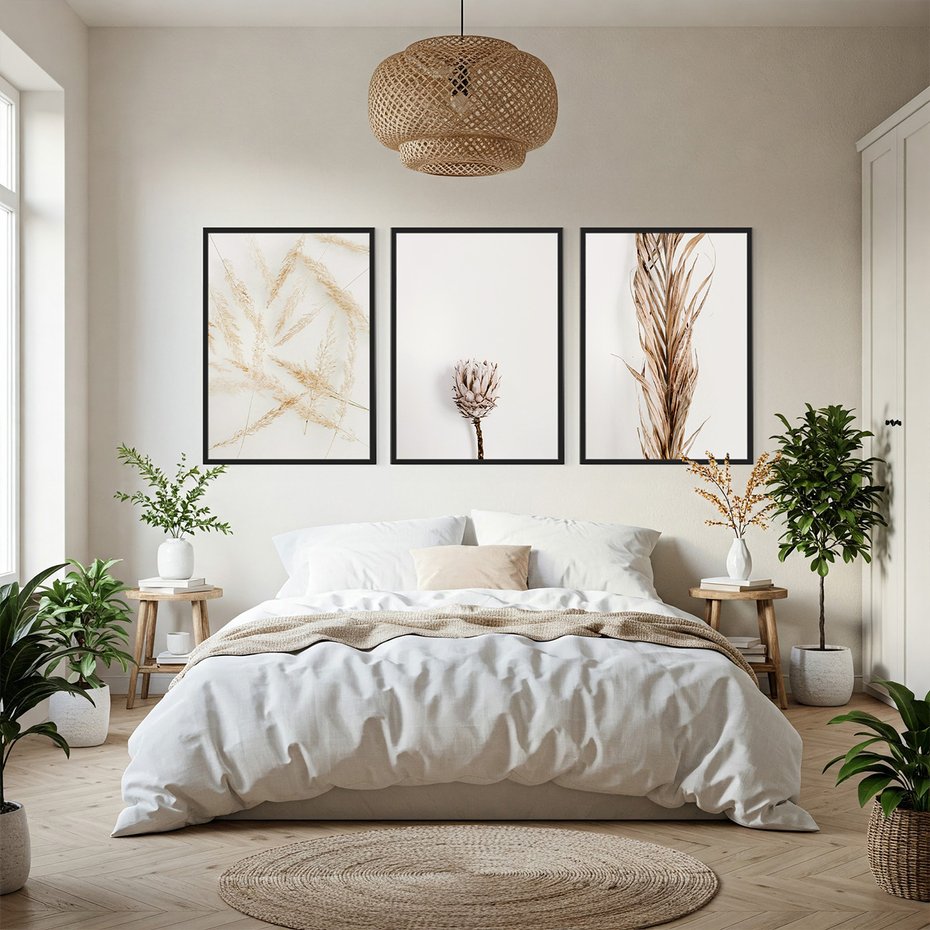 Zestaw obrazy w ramie, plakaty - roślina, suchy, kwiatostan - rama czarna
