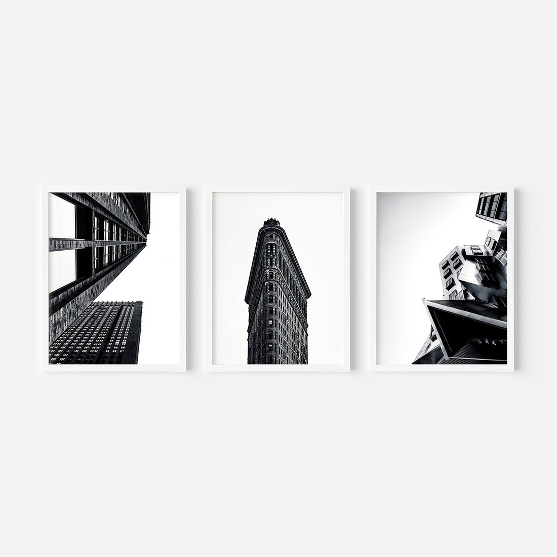 Zestaw obrazy w ramie, plakaty - architektura, budynki, miejski - rama biała