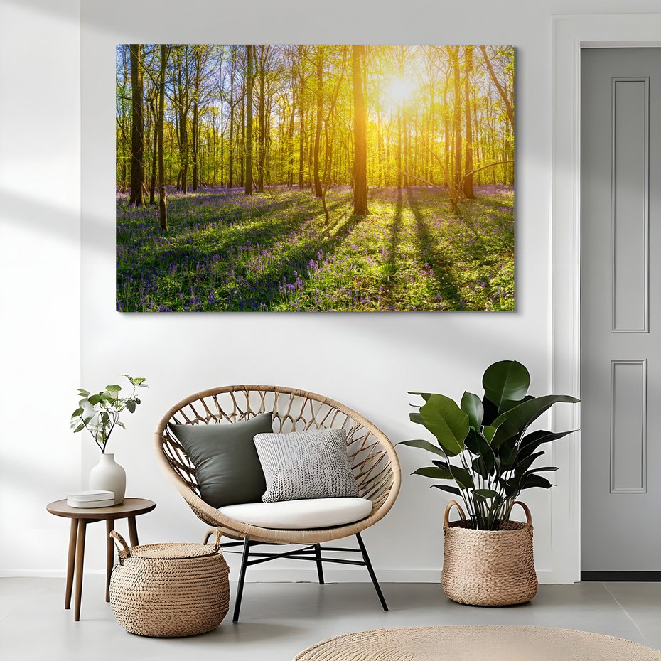 Obraz na płótnie - las, kwiaty, słońce